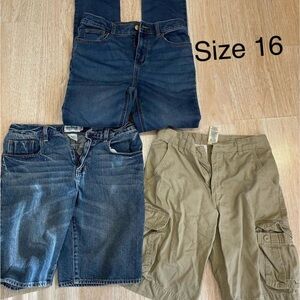 Denim and Khaki Shorts Bundle - Size 16